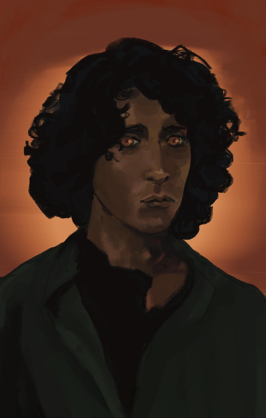 A digital painting of Armand, where he faces slightly towards the right and looks at the viewer.