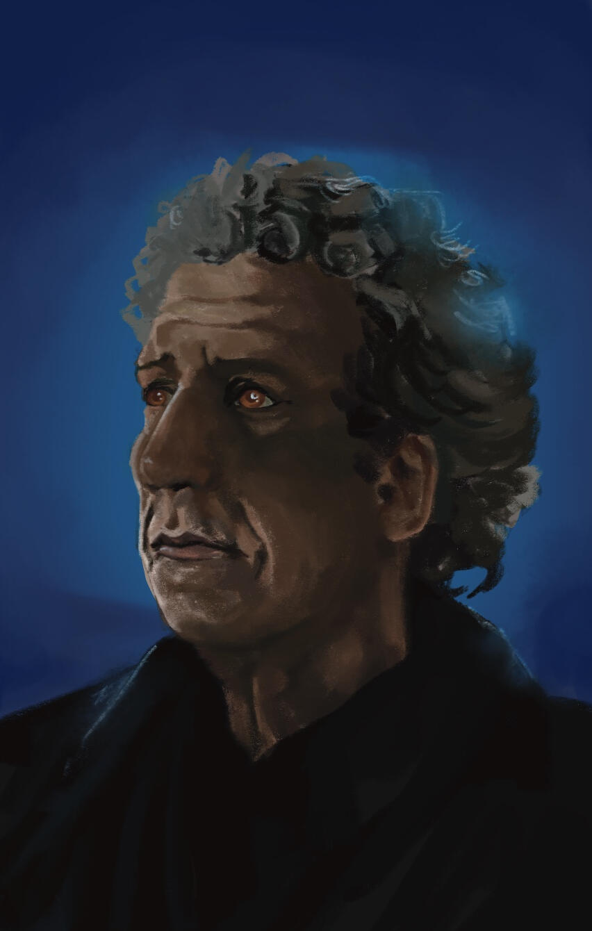 A digital painting of Daniel Molloy facing left.